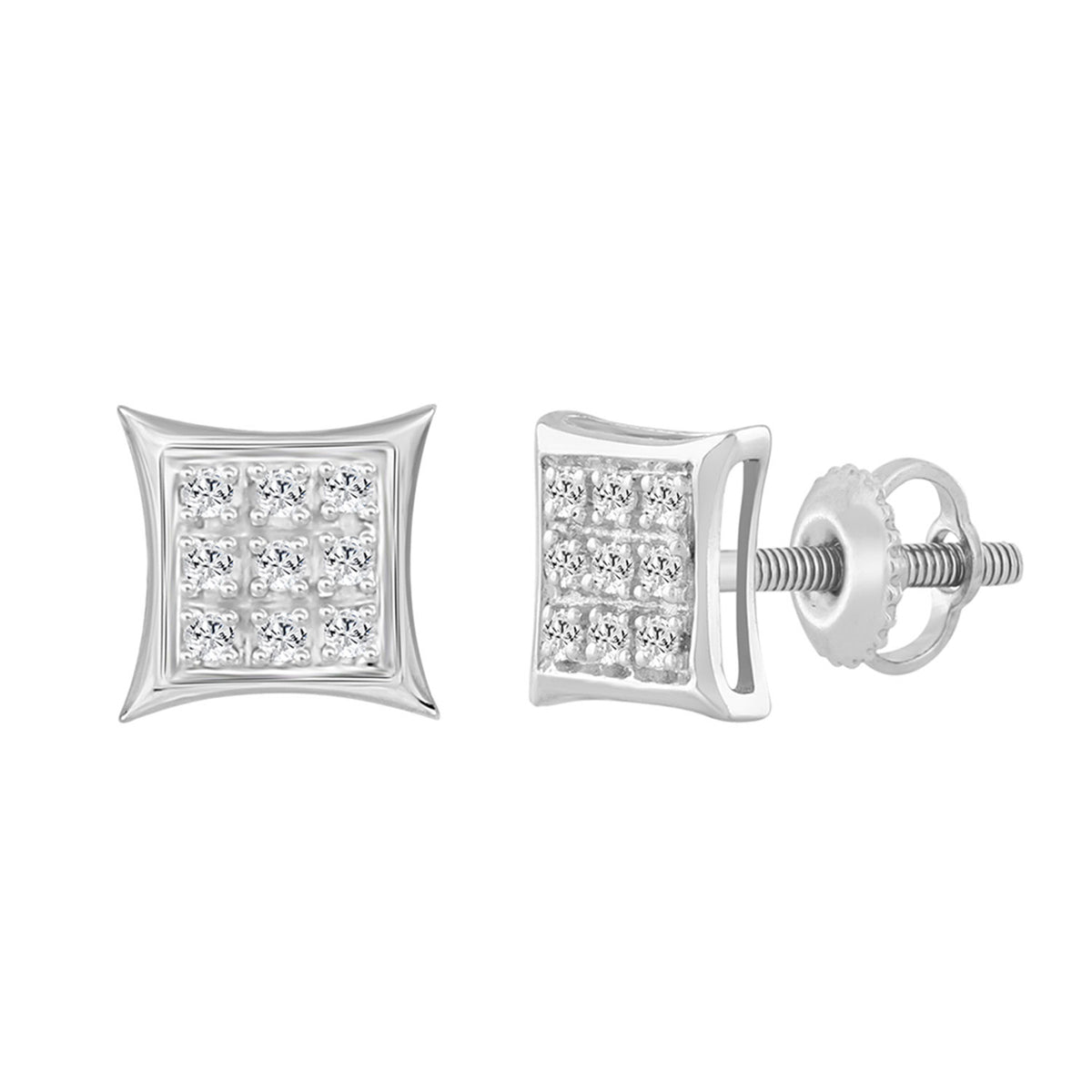 Sterling Silver Diamond Yuva Stud Earrings For Women 0.05 Ct Round Cut Minimal Everyday Earrings