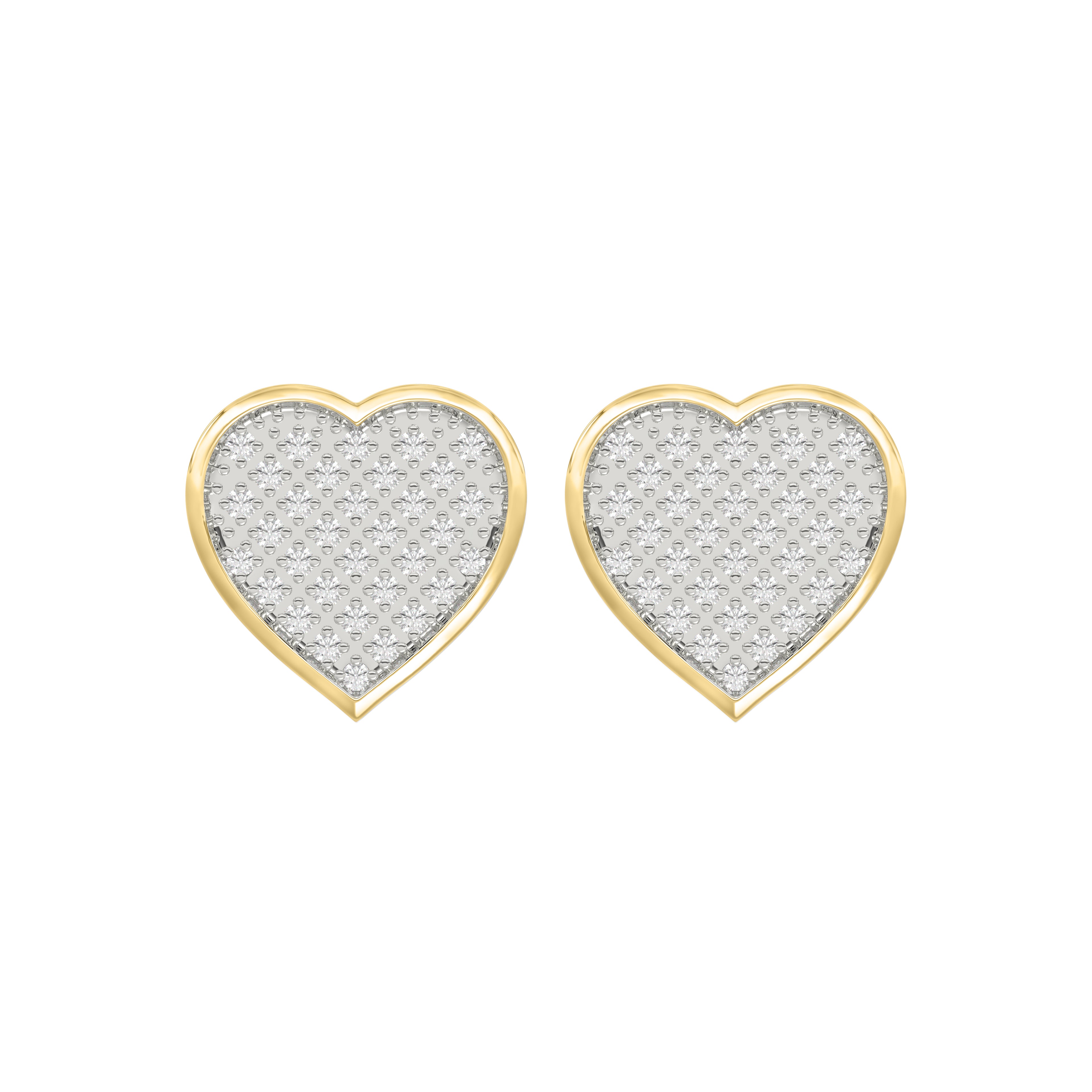 Yuva Brand 10K Yellow Gold  0.25Ct Round Diamond Heart Shaped Earrings Stylish Women Diamond Fashion Earrings