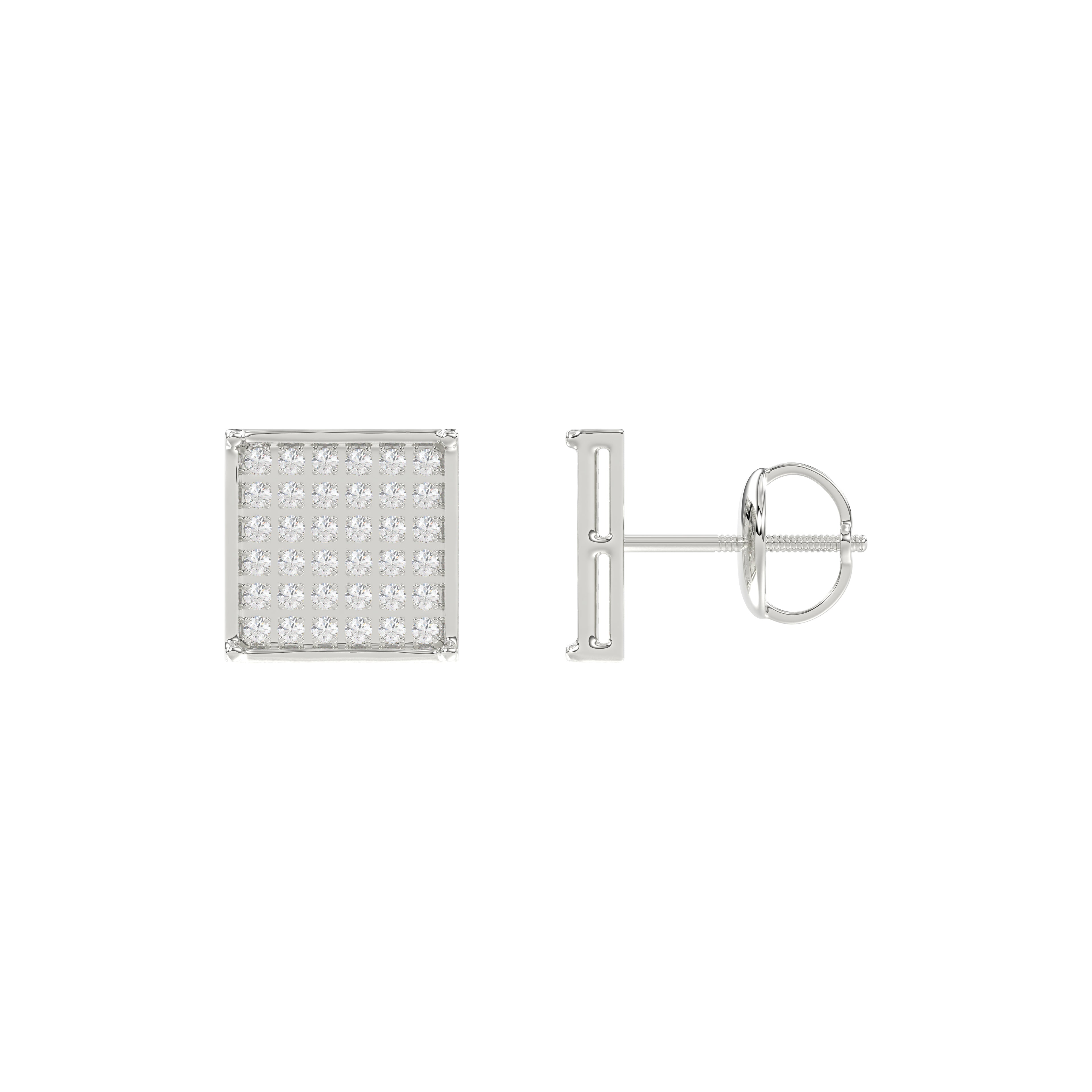 Sterling Silver White 0.25CT Round Diamond Yuva Square Cluster Earrings Women�S Fine Jewelry