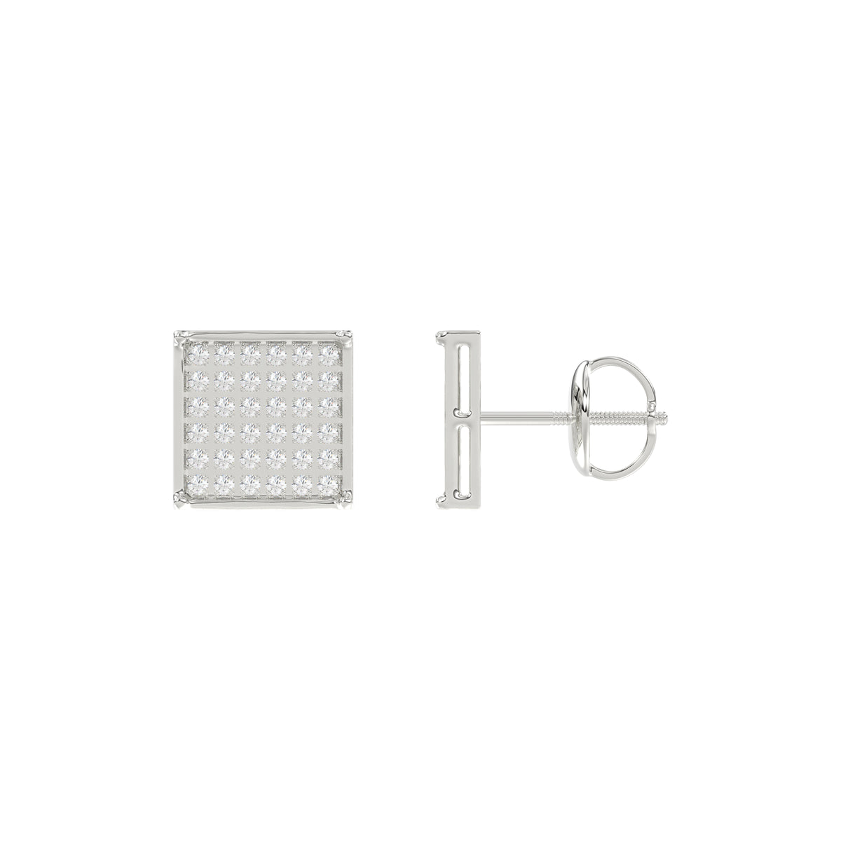 Sterling Silver White 0.25CT Round Diamond Yuva Square Cluster Earrings Women�S Fine Jewelry