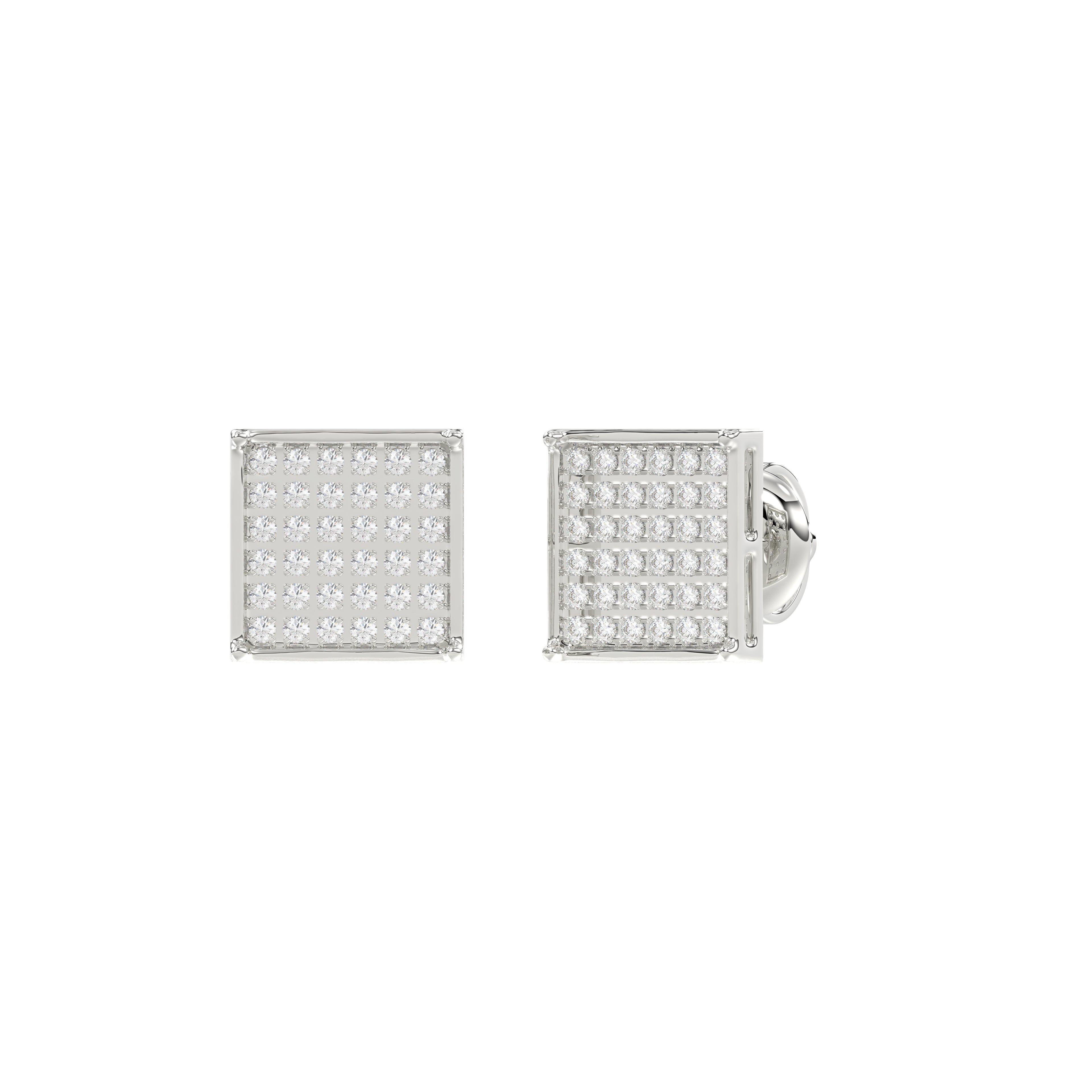 Sterling Silver White 0.25CT Round Diamond Yuva Square Cluster Earrings Women�S Fine Jewelry