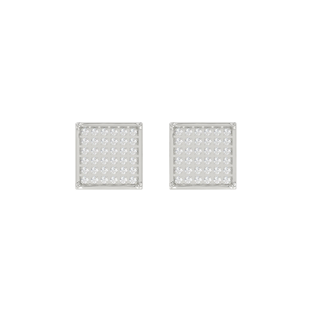 Sterling Silver White 0.25CT Round Diamond Yuva Square Cluster Earrings Women�S Fine Jewelry