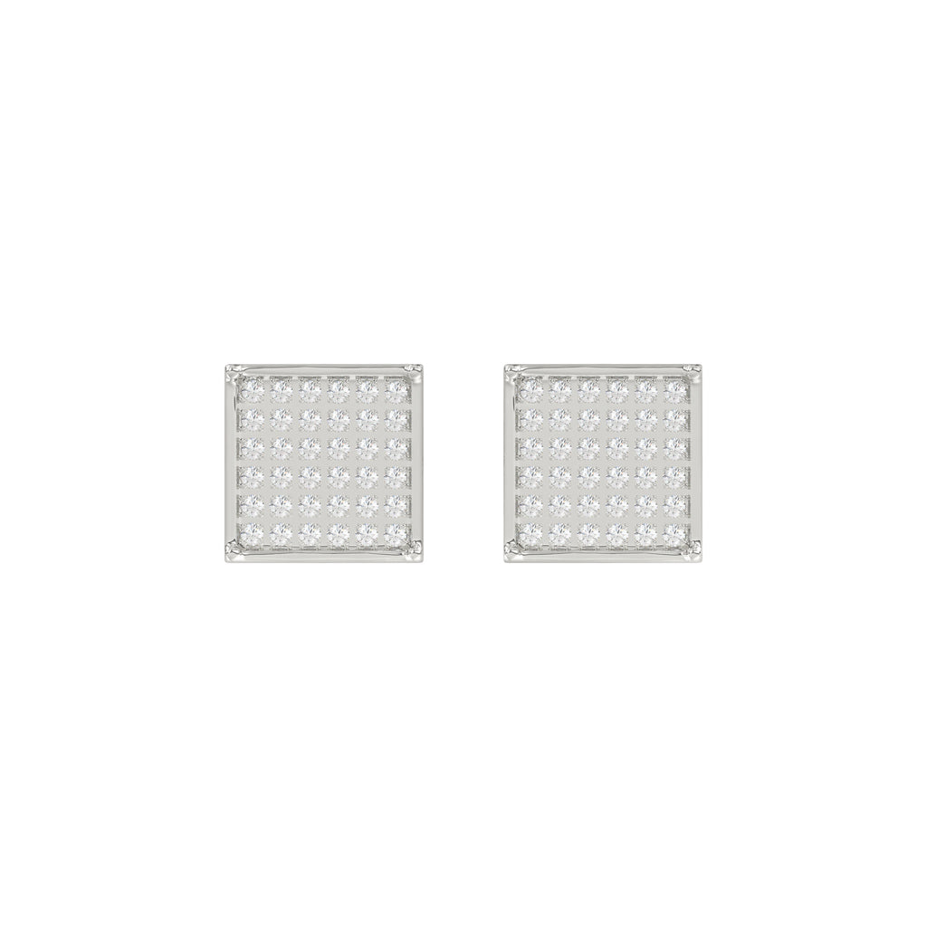 Sterling Silver White 0.25CT Round Diamond Yuva Square Cluster Earrings Women�S Fine Jewelry