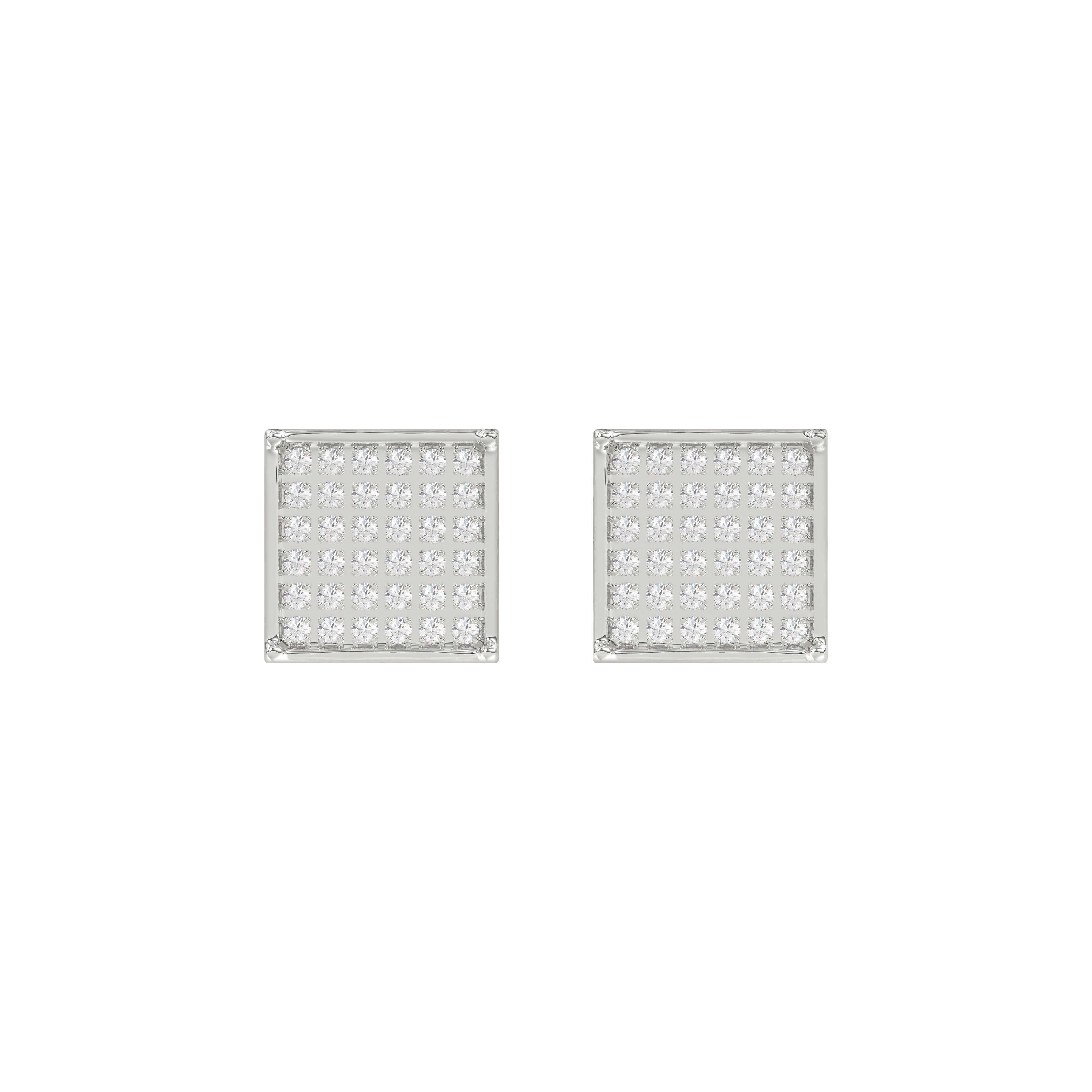 Sterling Silver White 0.25CT Round Diamond Yuva Square Cluster Earrings Women�S Fine Jewelry