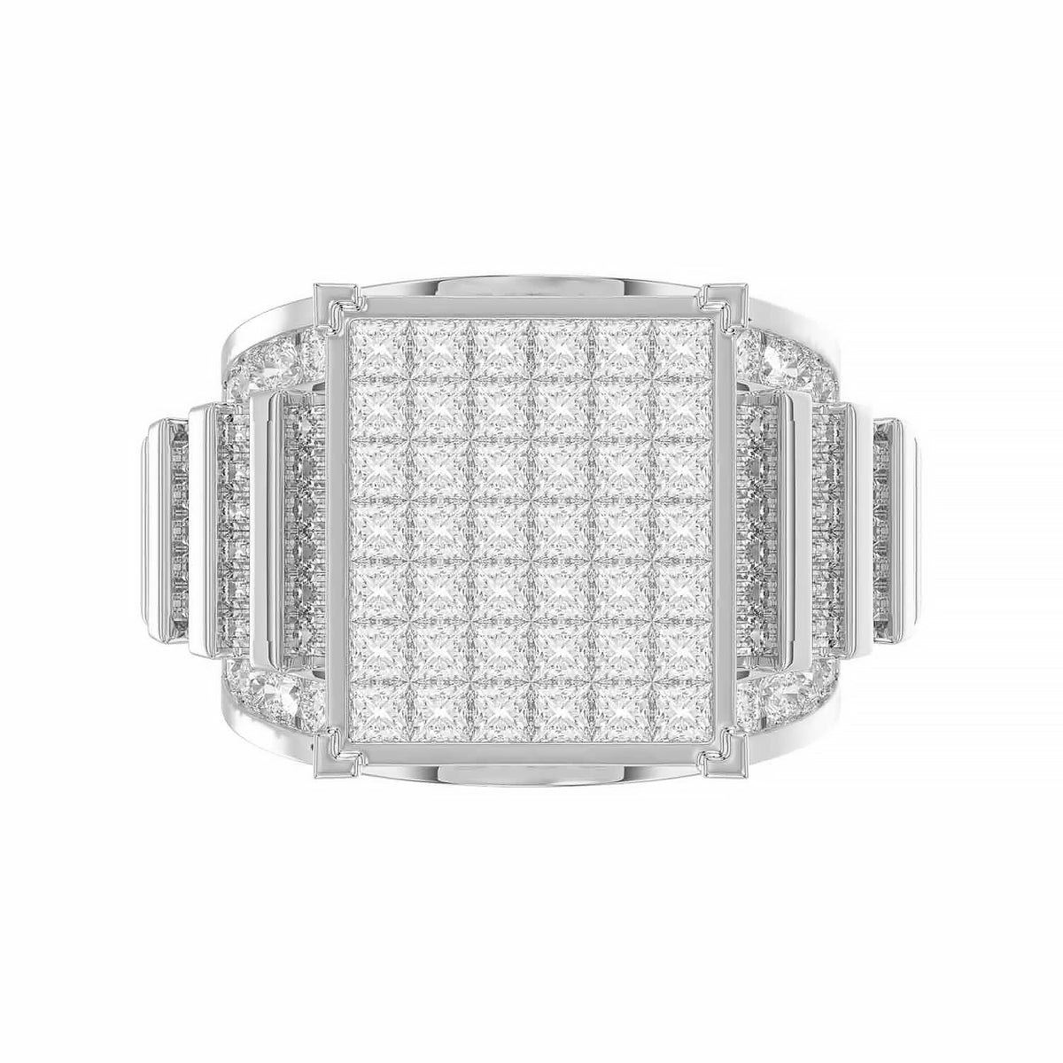 LADIES RING 4.00CT ROUND/PRINCESS/BAGUETTE DIAMOND 10K WHITE GOLD