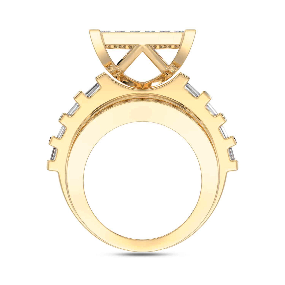 LADIES RING 4.00CT ROUND/PRINCESS/BAGUETTE DIAMOND 10K YELLOW GOLD