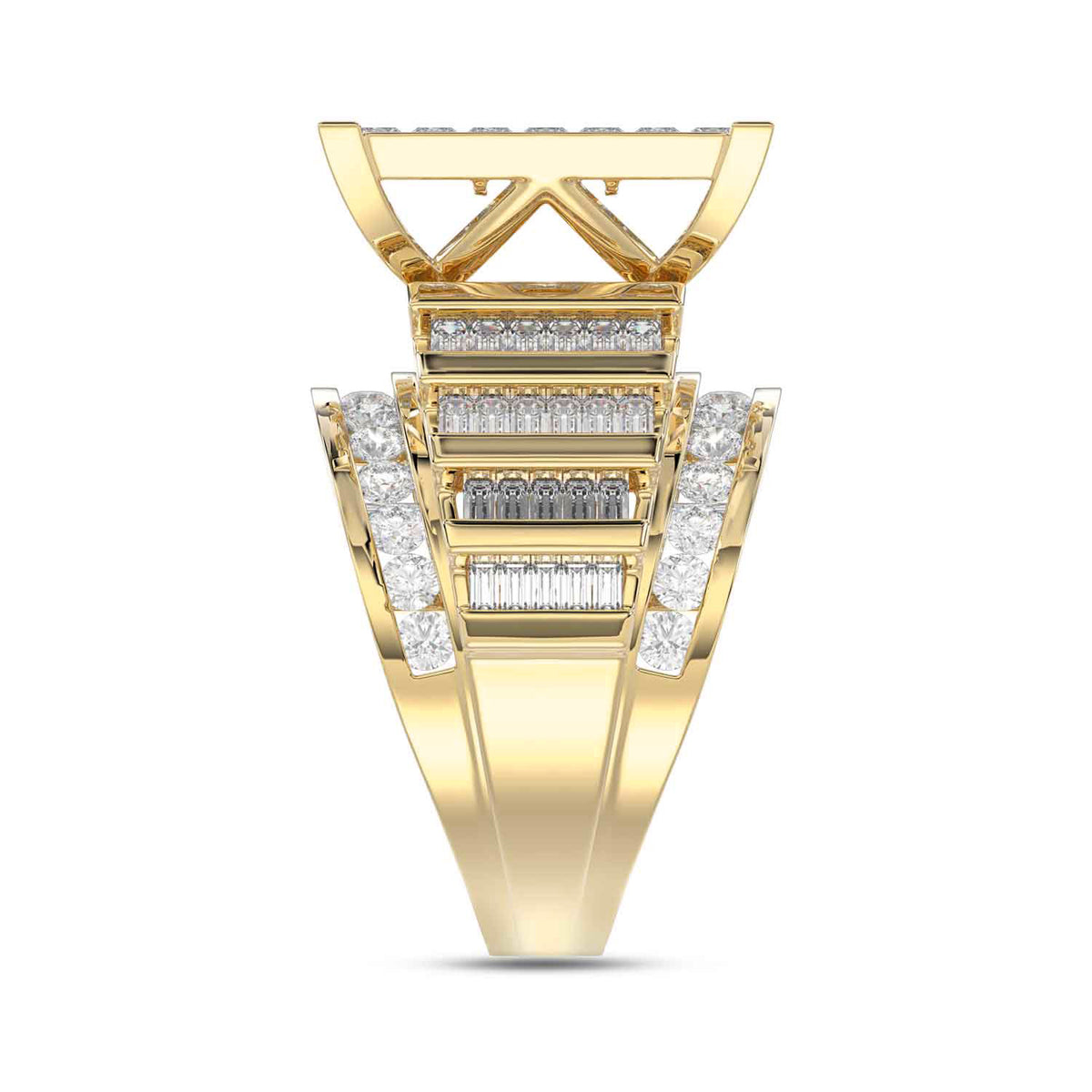 LADIES RING 4.00CT ROUND/PRINCESS/BAGUETTE DIAMOND 10K YELLOW GOLD