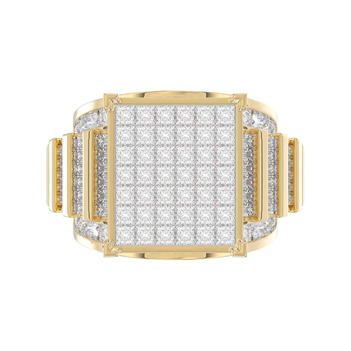 LADIES RING 4.00CT ROUND/PRINCESS/BAGUETTE DIAMOND 10K YELLOW GOLD