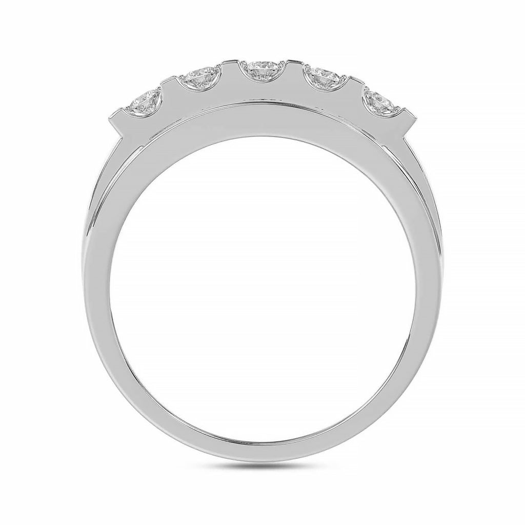 MEN'S BAND 1.50CT ROUND DIAMOND 10K WHITE GOLD
