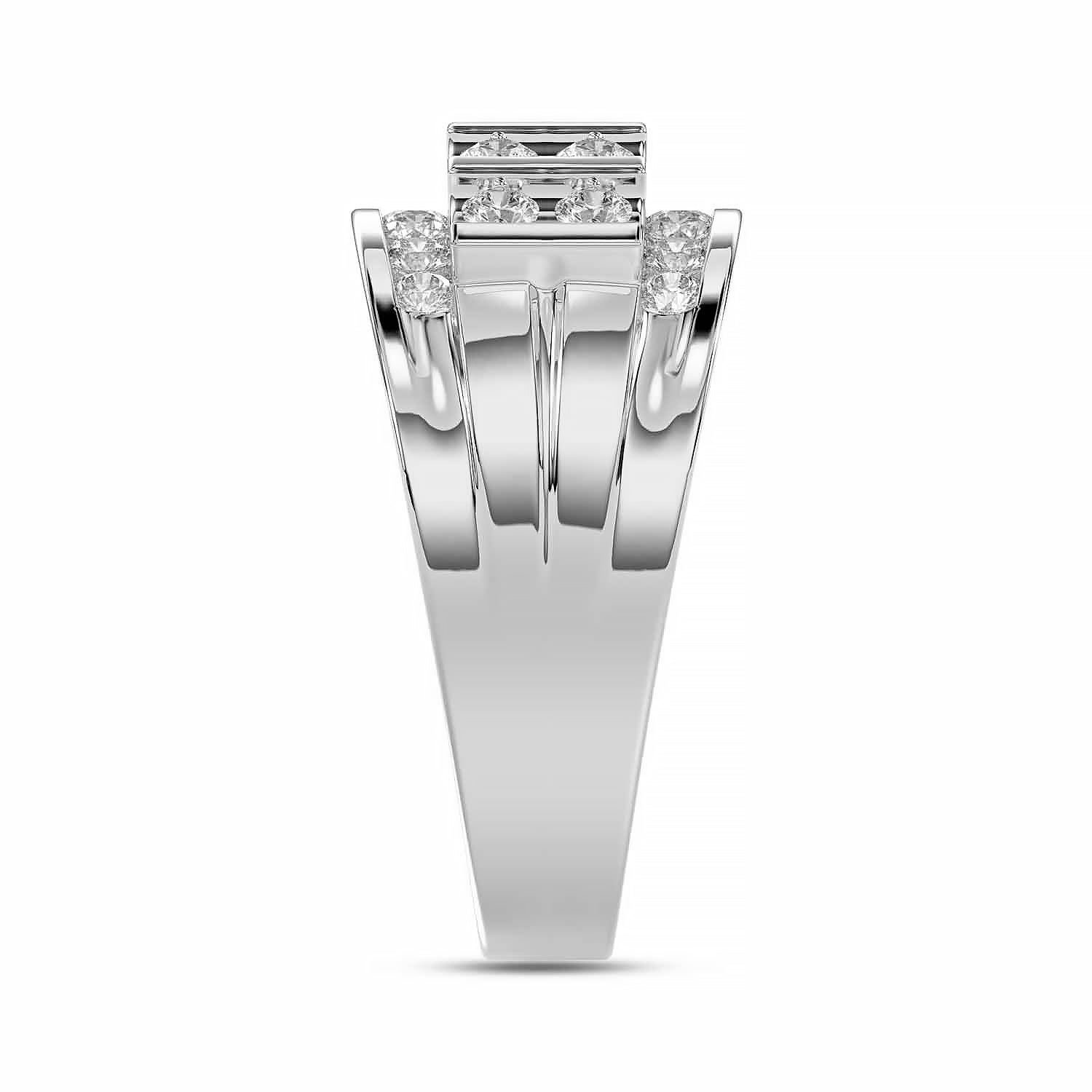 MEN'S BAND 1.50CT ROUND DIAMOND 10K WHITE GOLD
