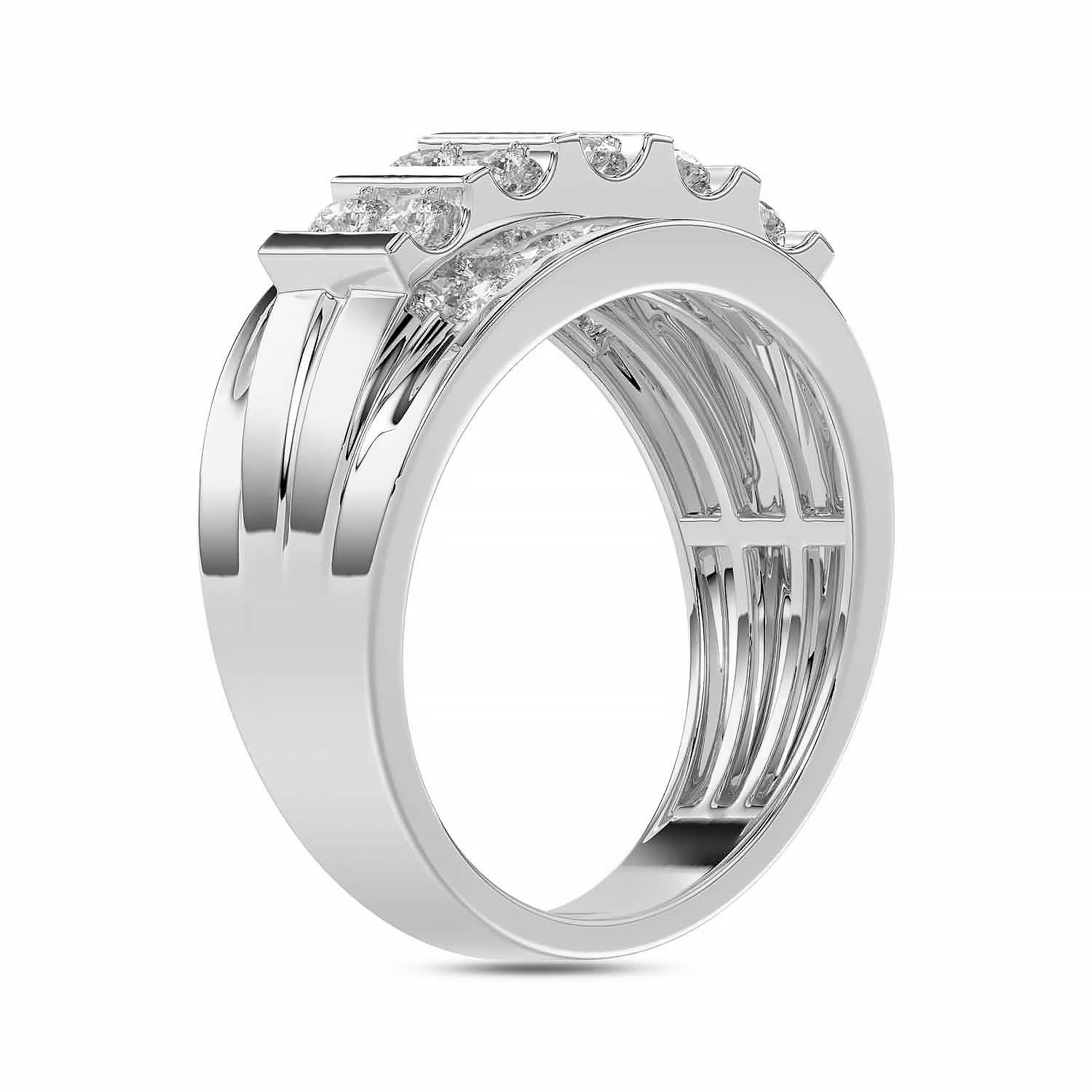 MEN'S BAND 1.50CT ROUND DIAMOND 10K WHITE GOLD