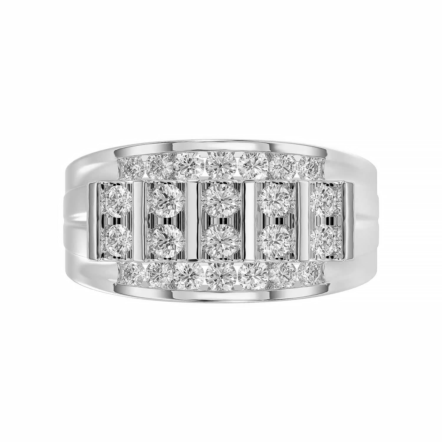 MEN'S BAND 1.50CT ROUND DIAMOND 10K WHITE GOLD