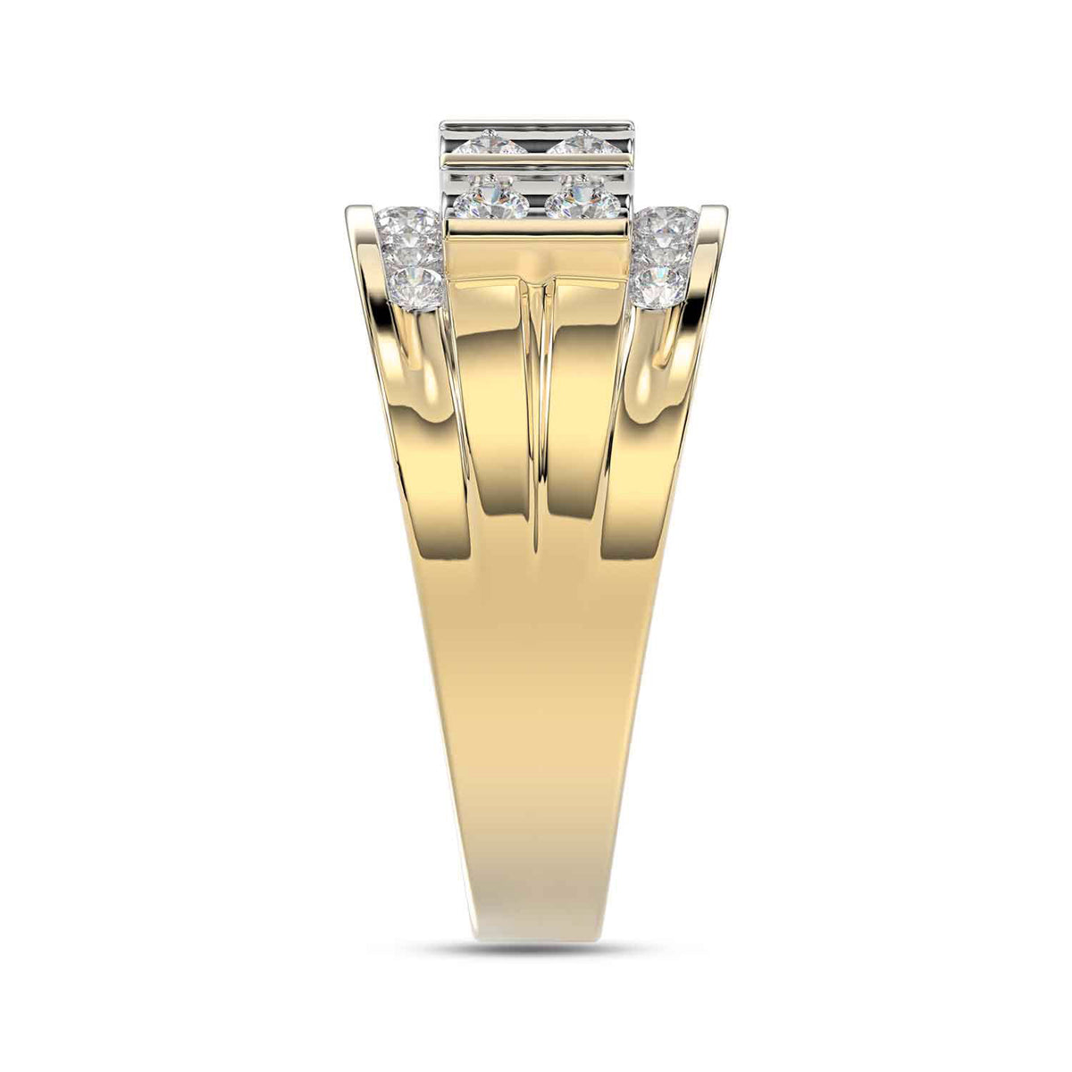 MEN'S BAND 1.50CT ROUND DIAMOND 10K YELLOW GOLD
