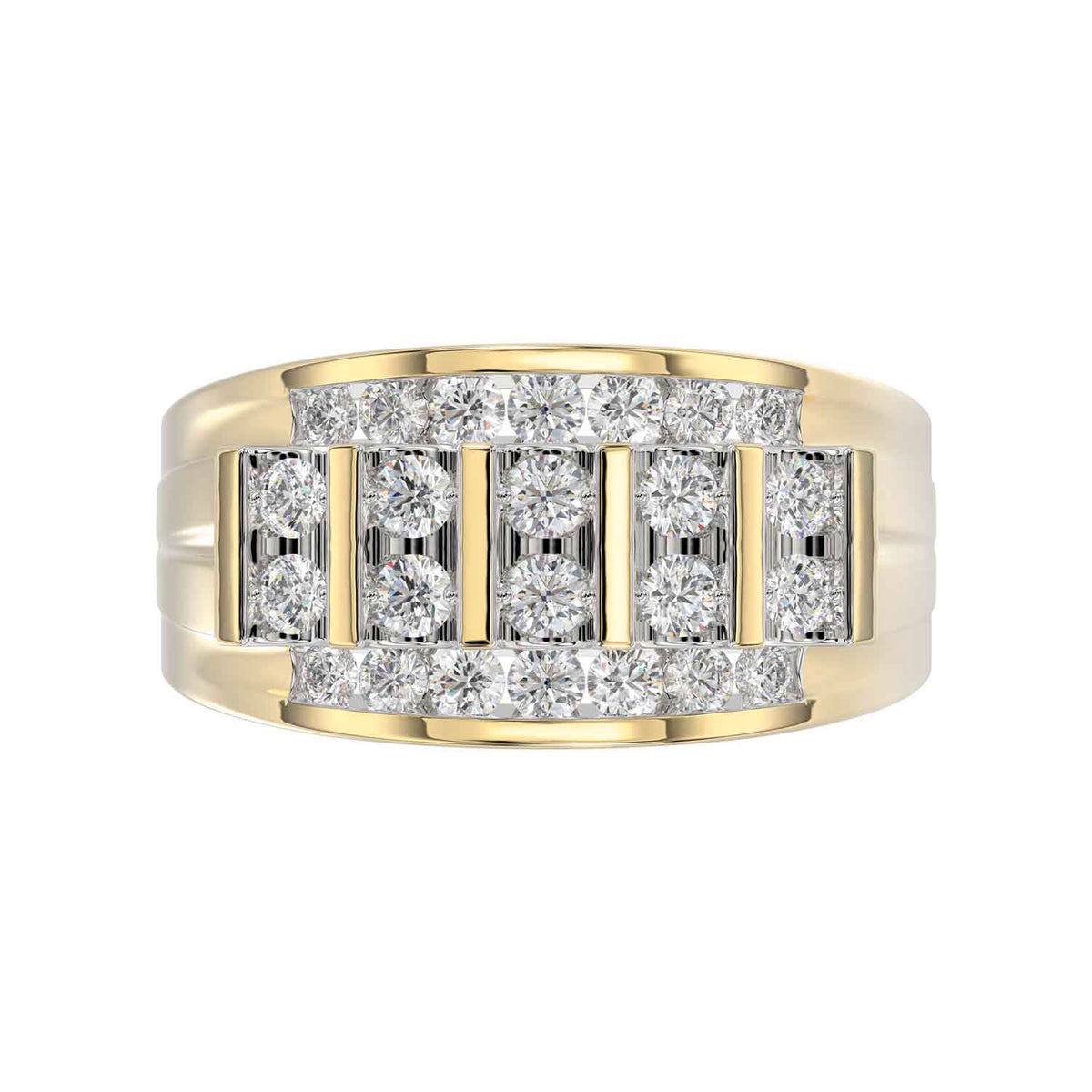 MEN'S BAND 1.50CT ROUND DIAMOND 10K YELLOW GOLD