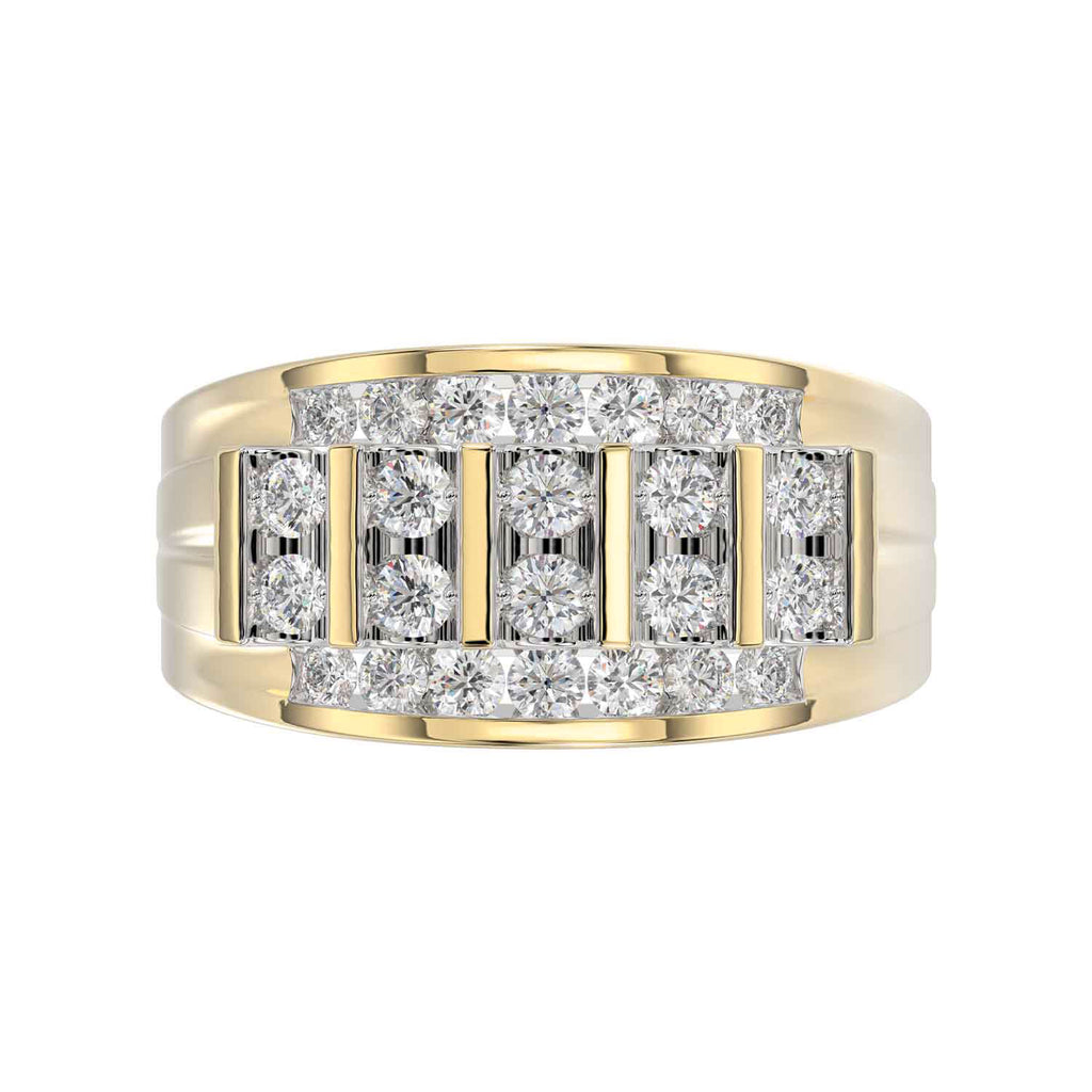 MEN'S BAND 1.50CT ROUND DIAMOND 10K YELLOW GOLD