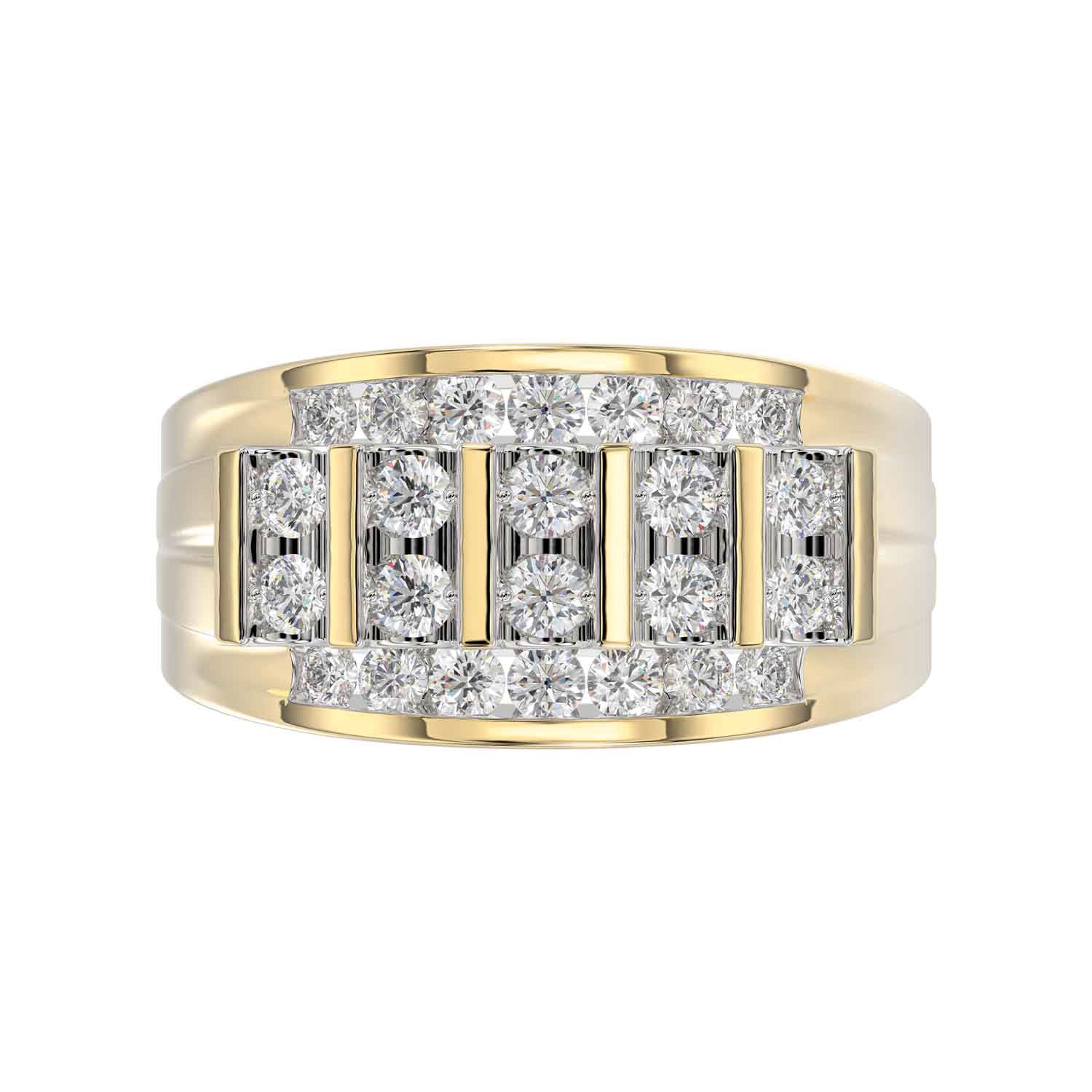 MEN'S BAND 1.50CT ROUND DIAMOND 10K YELLOW GOLD