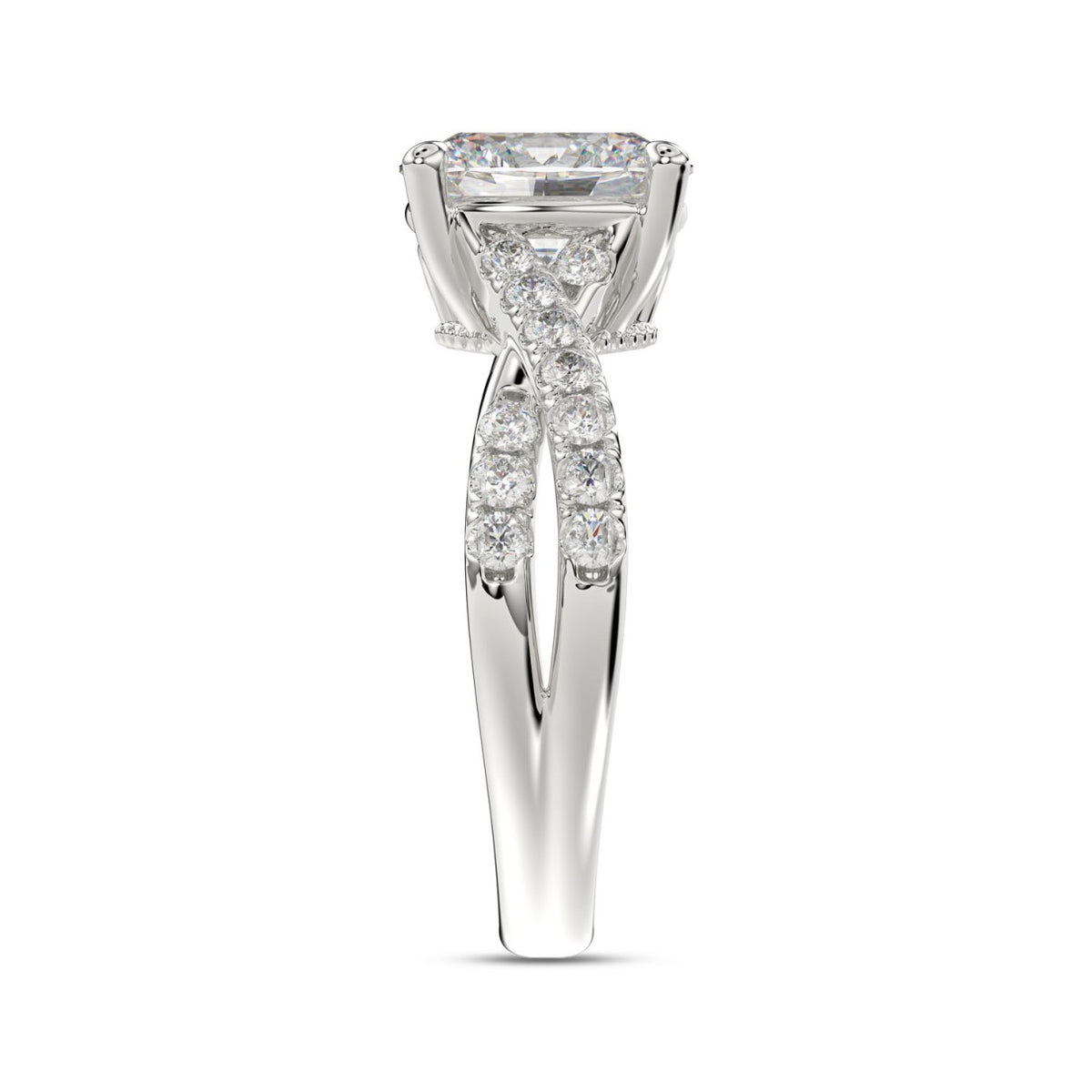 LADIES RING 2CT ROUND/OVAL DIAMOND 14K WHITE GOLD (CENTER STONE OVAL DIAMOND 1 1/2CT )