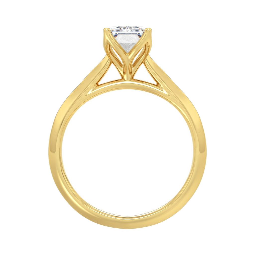 LADIES SOLITAIRE RING 2CT EMERALD DIAMOND 14K YELLOW GOLD