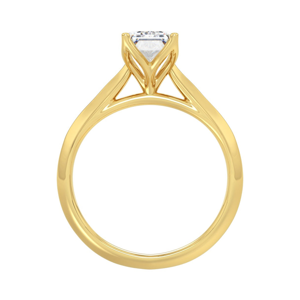 LADIES SOLITAIRE RING 2CT EMERALD DIAMOND 14K YELLOW GOLD