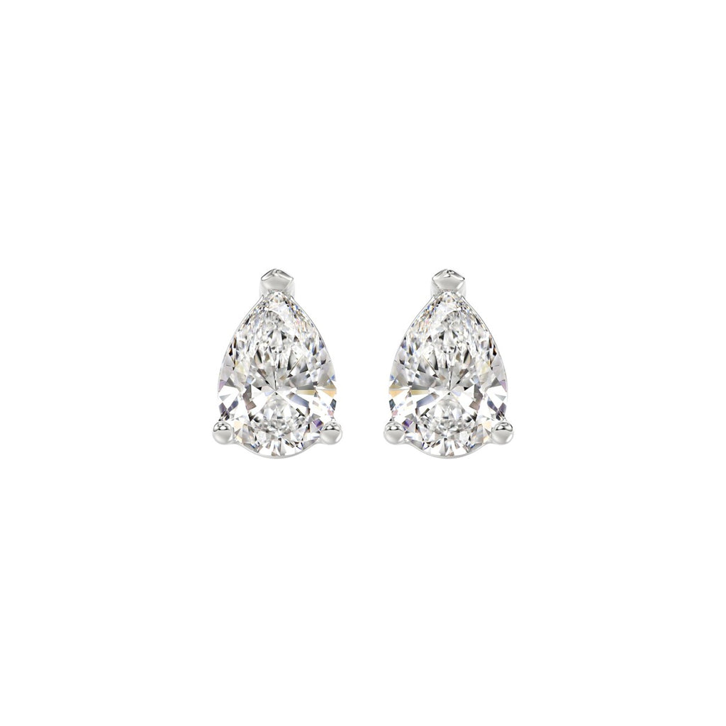 LADIES SOLITAIRE EARRINGS 2CT PEAR DIAMOND 14K WHITE GOLD