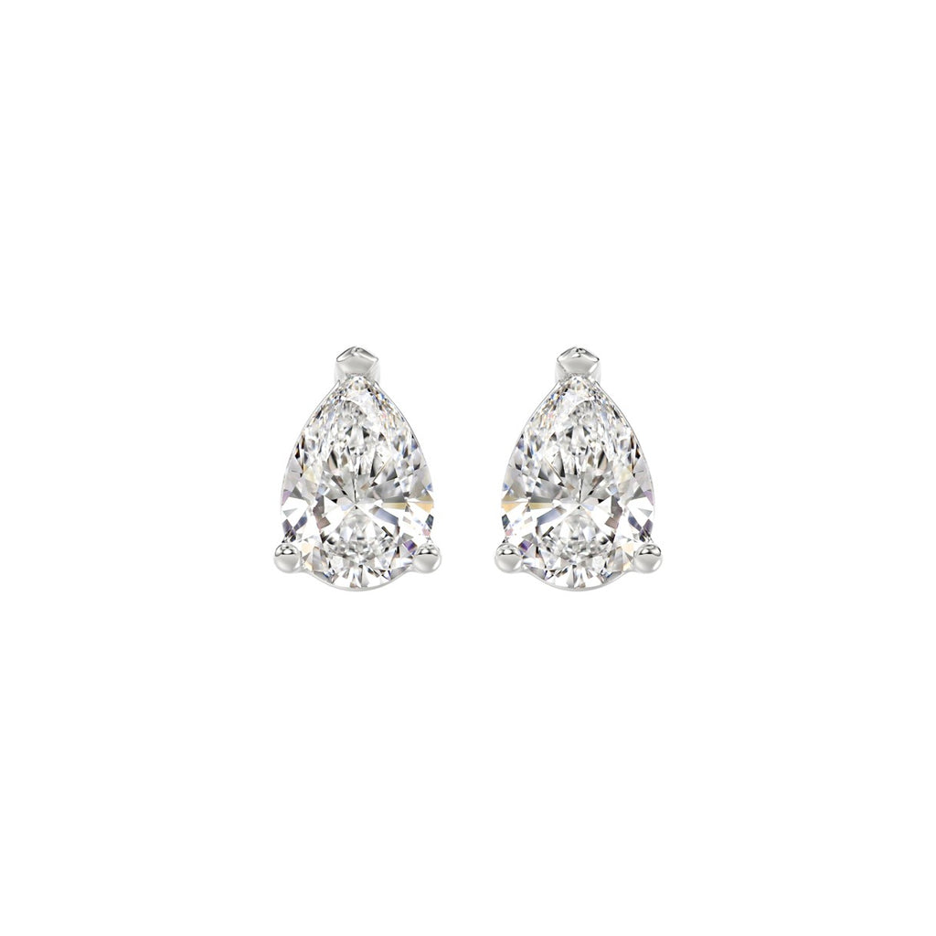LADIES SOLITAIRE EARRINGS 2CT PEAR DIAMOND 14K WHITE GOLD