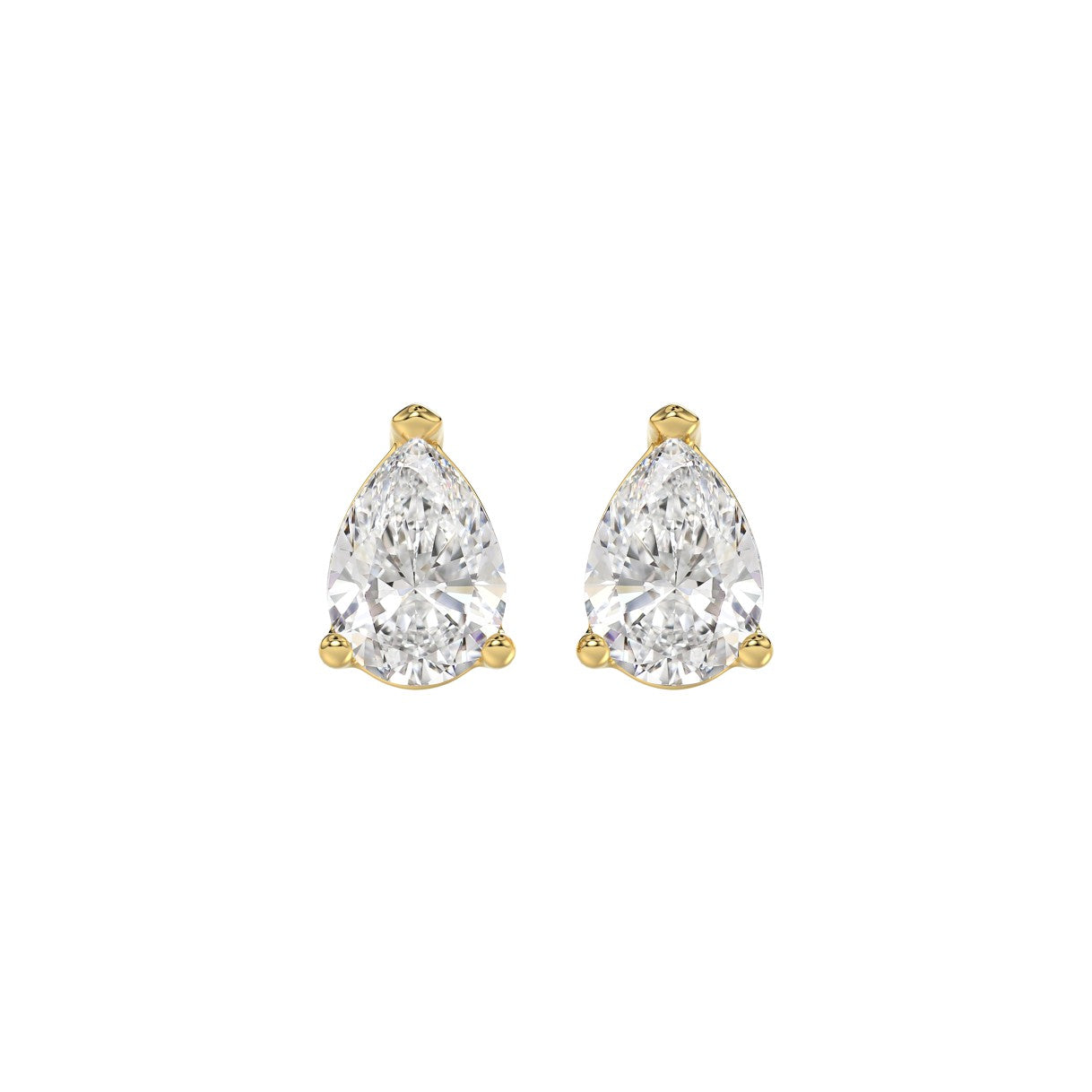 LADIES SOLITAIRE EARRINGS 2CT PEAR DIAMOND 14K YELLOW GOLD