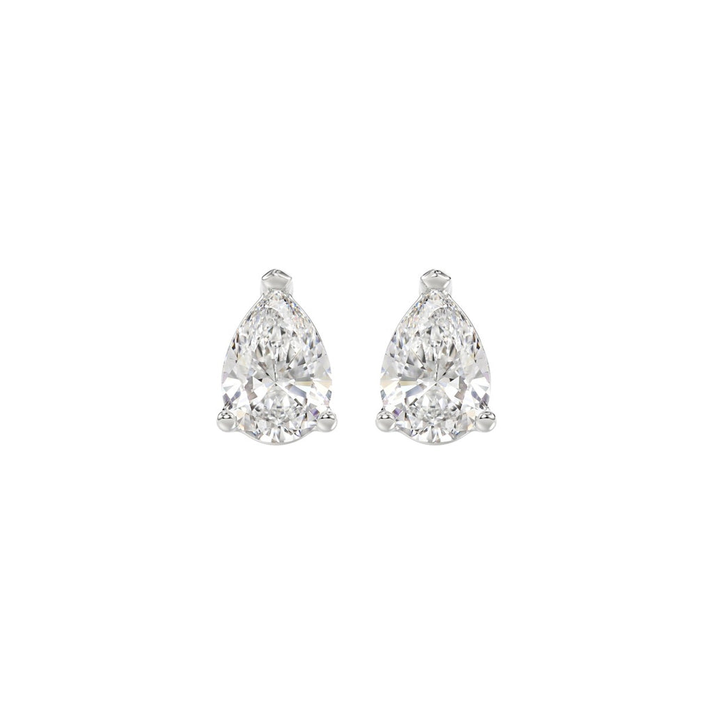 LADIES SOLITAIRE EARRINGS 1 1/2CT PEAR DIAMOND 14K WHITE GOLD