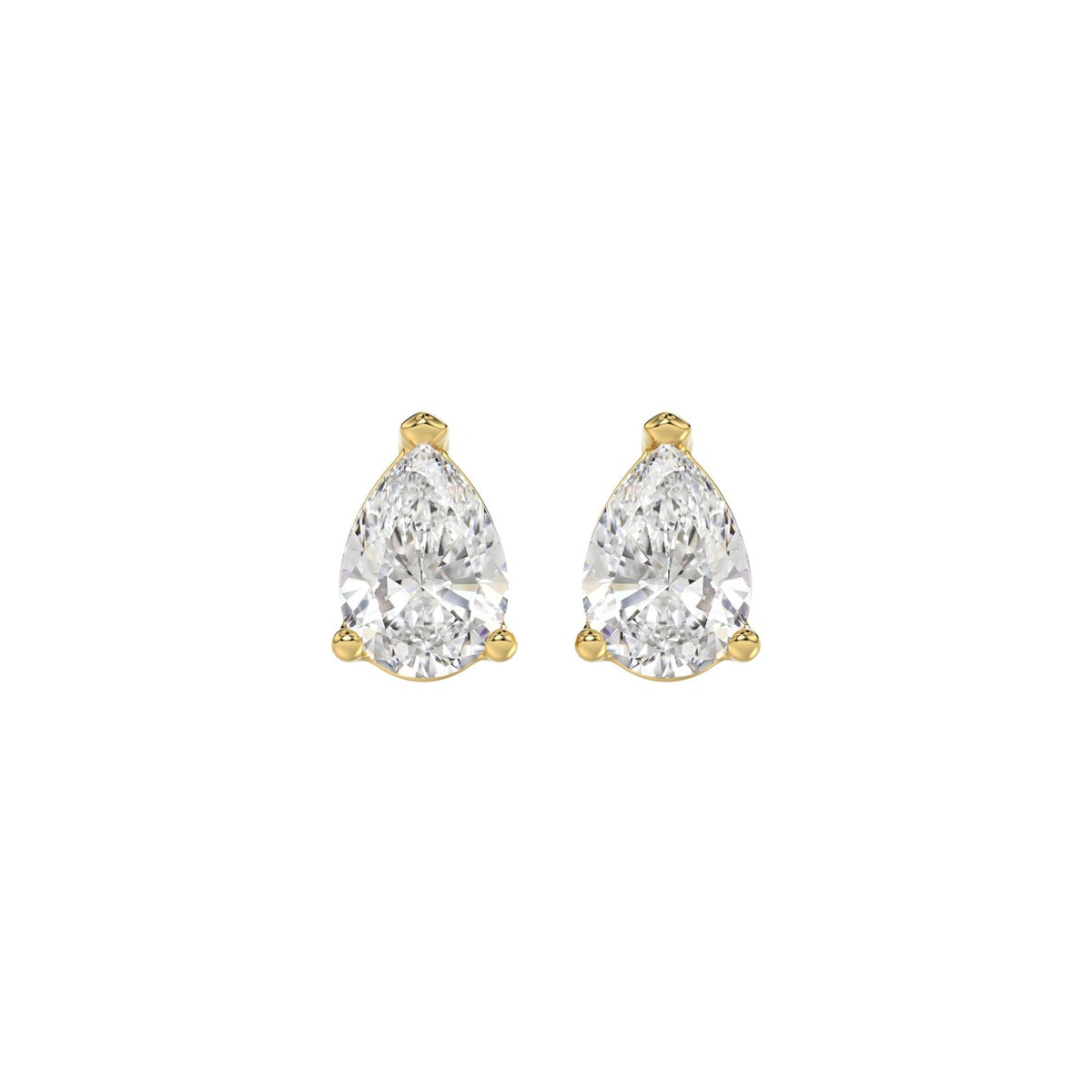 LADIES SOLITAIRE EARRINGS 1 1/2CT PEAR DIAMOND 14K YELLOW GOLD