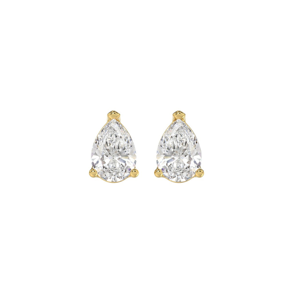 LADIES SOLITAIRE EARRINGS 1 1/2CT PEAR DIAMOND 14K YELLOW GOLD