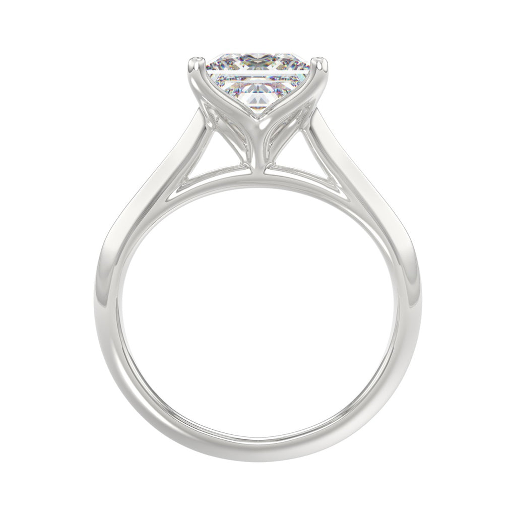 LADIES SOLITAIRE RING 3CT PRINCESS DIAMOND 14K WHITE GOLD
