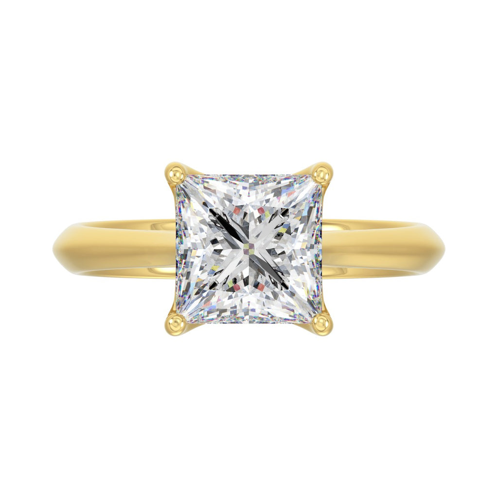 LADIES SOLITAIRE RING 3CT PRINCESS DIAMOND 14K YELLOW GOLD