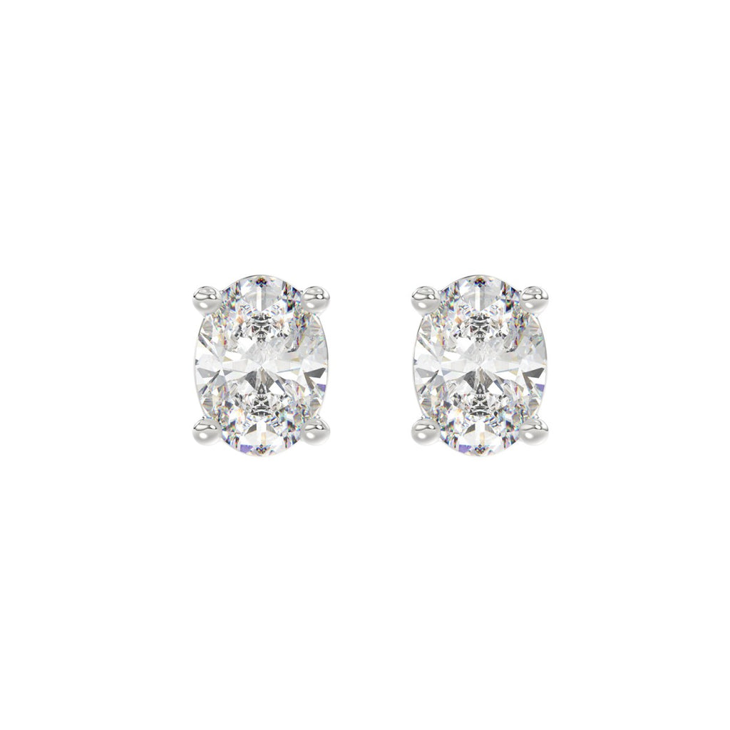 LADIES SOLITAIRE EARRINGS 3CT OVAL DIAMOND 14K WHITE GOLD (CENTER STONE OVAL DIAMOND 1 1/2CT )