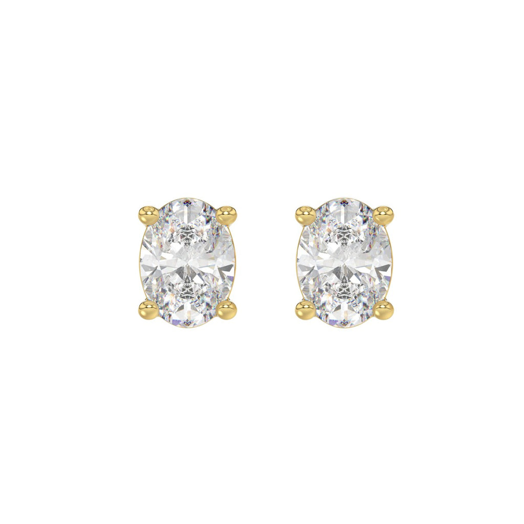 LADIES SOLITAIRE EARRINGS 3CT OVAL DIAMOND 14K YELLOW GOLD (CENTER STONE OVAL DIAMOND 1 1/2CT )