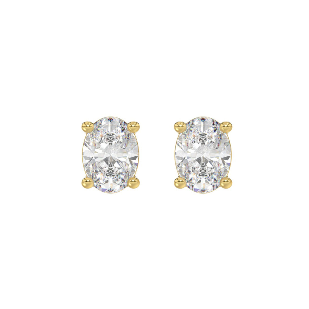 LADIES SOLITAIRE EARRINGS 3CT OVAL DIAMOND 14K YELLOW GOLD (CENTER STONE OVAL DIAMOND 1 1/2CT )