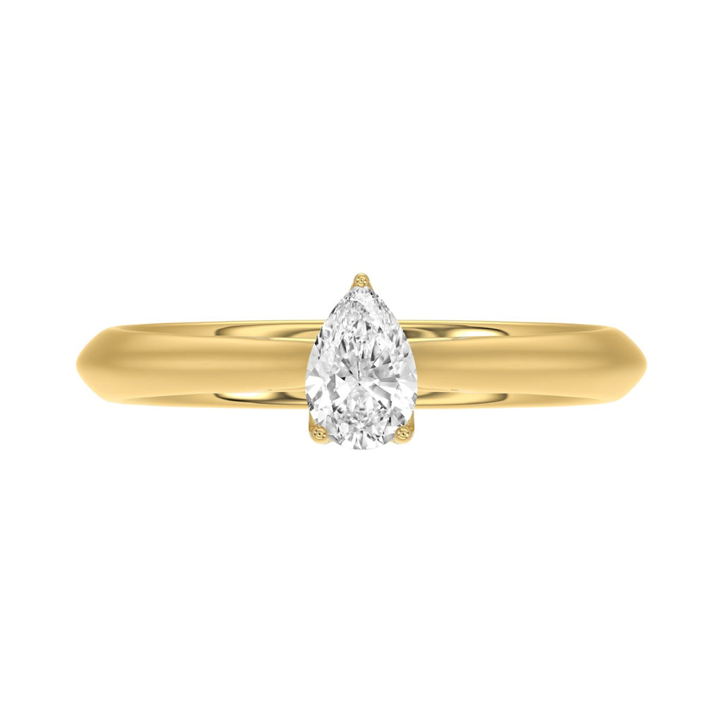 LADIES SOLITAIRE RING 1/2CT PEAR DIAMOND 14K YELLOW GOLD