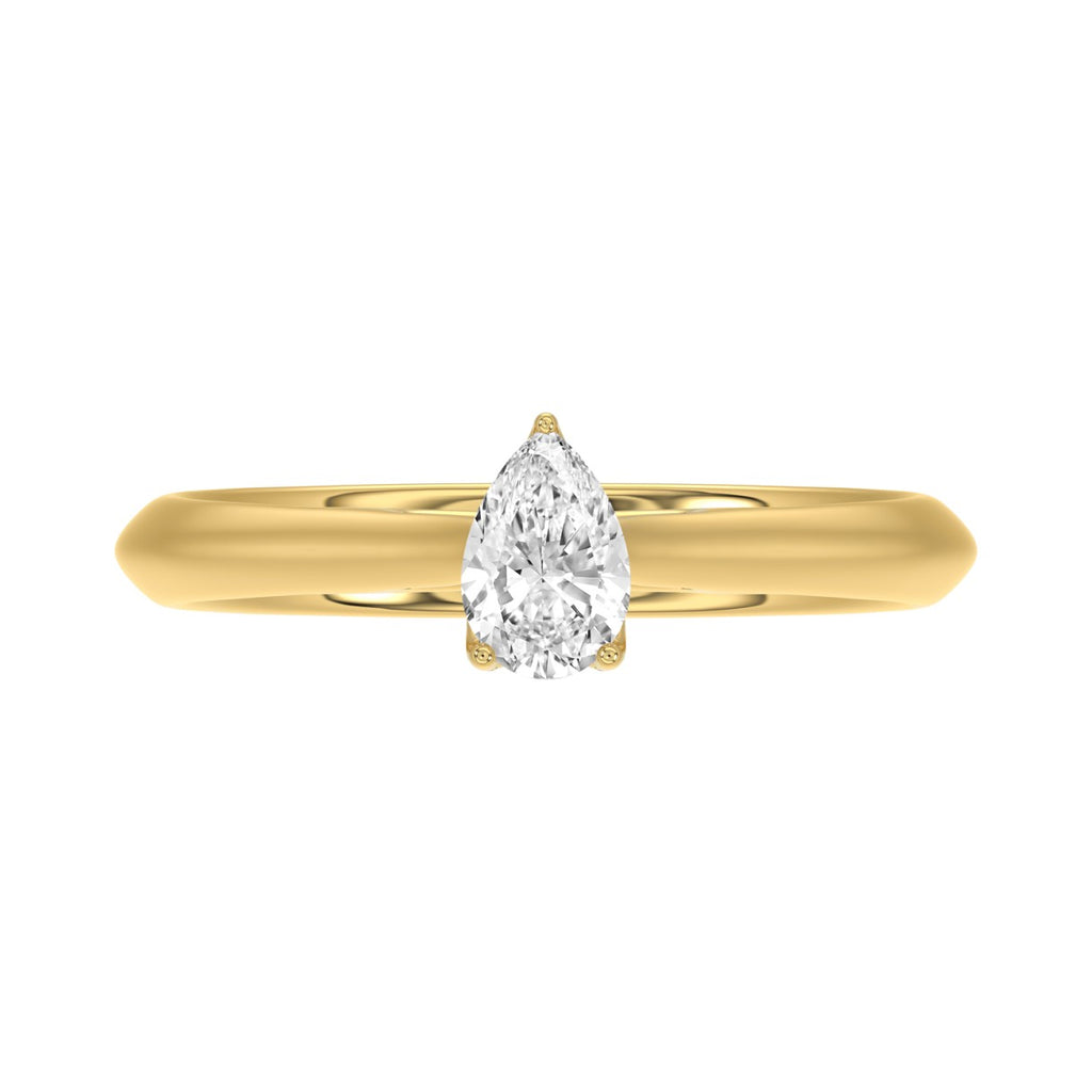 LADIES SOLITAIRE RING 1/2CT PEAR DIAMOND 14K YELLOW GOLD