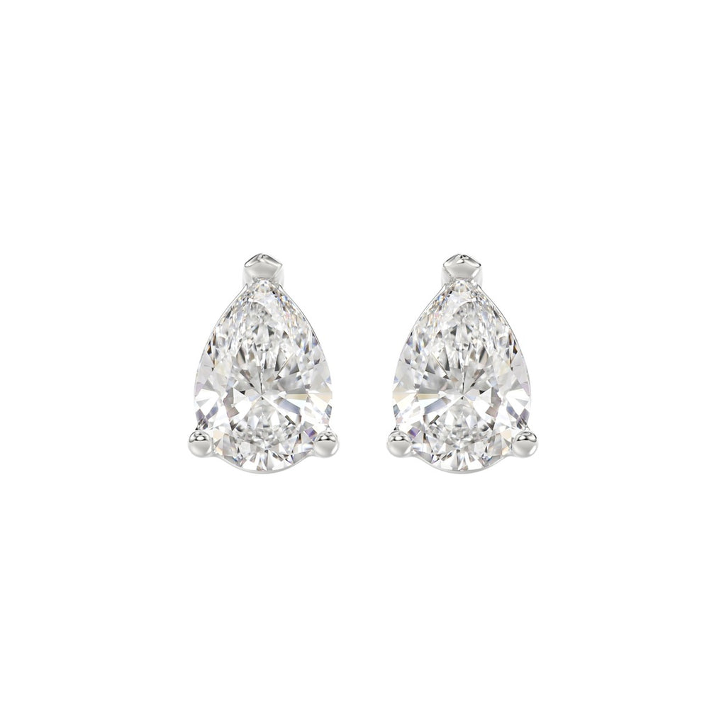 LADIES SOLITAIRE EARRINGS 3CT PEAR DIAMOND 14K WHITE GOLD