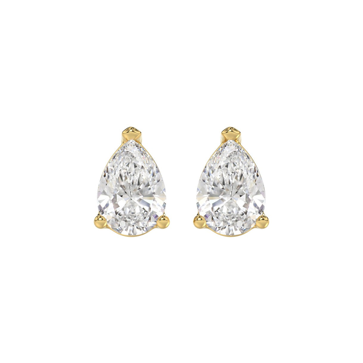 LADIES SOLITAIRE EARRINGS 3CT PEAR DIAMOND 14K YELLOW GOLD