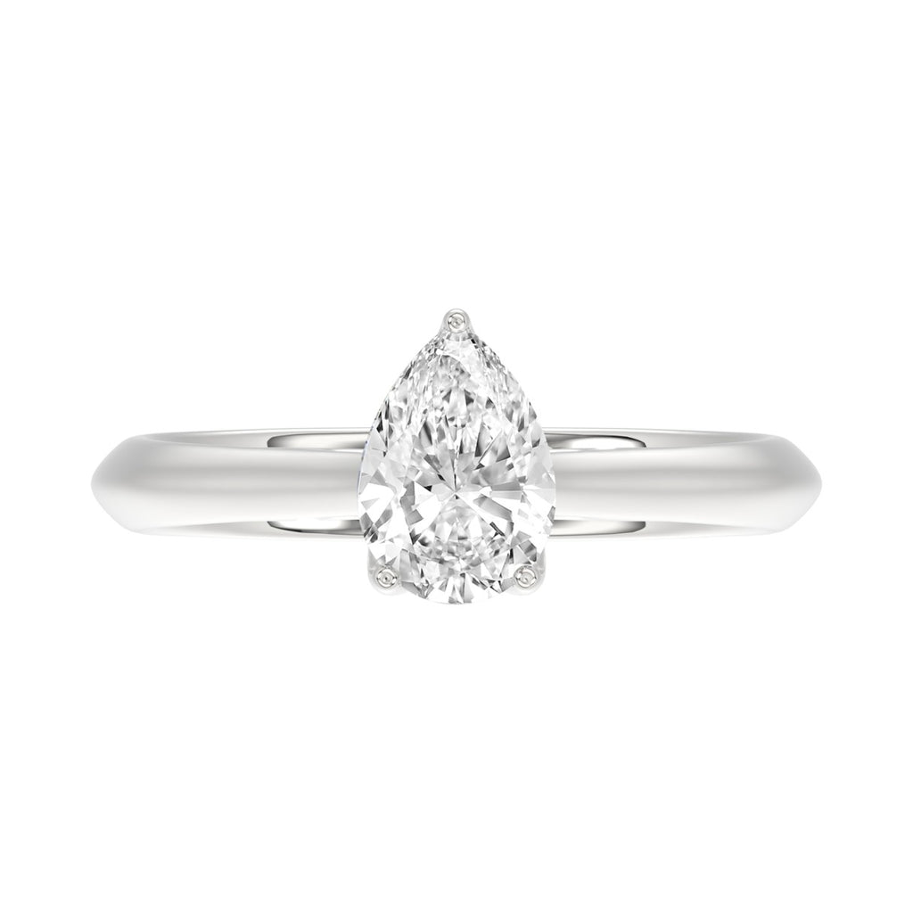 LADIES SOLITAIRE RING 1CT PEAR DIAMOND 14K WHITE GOLD