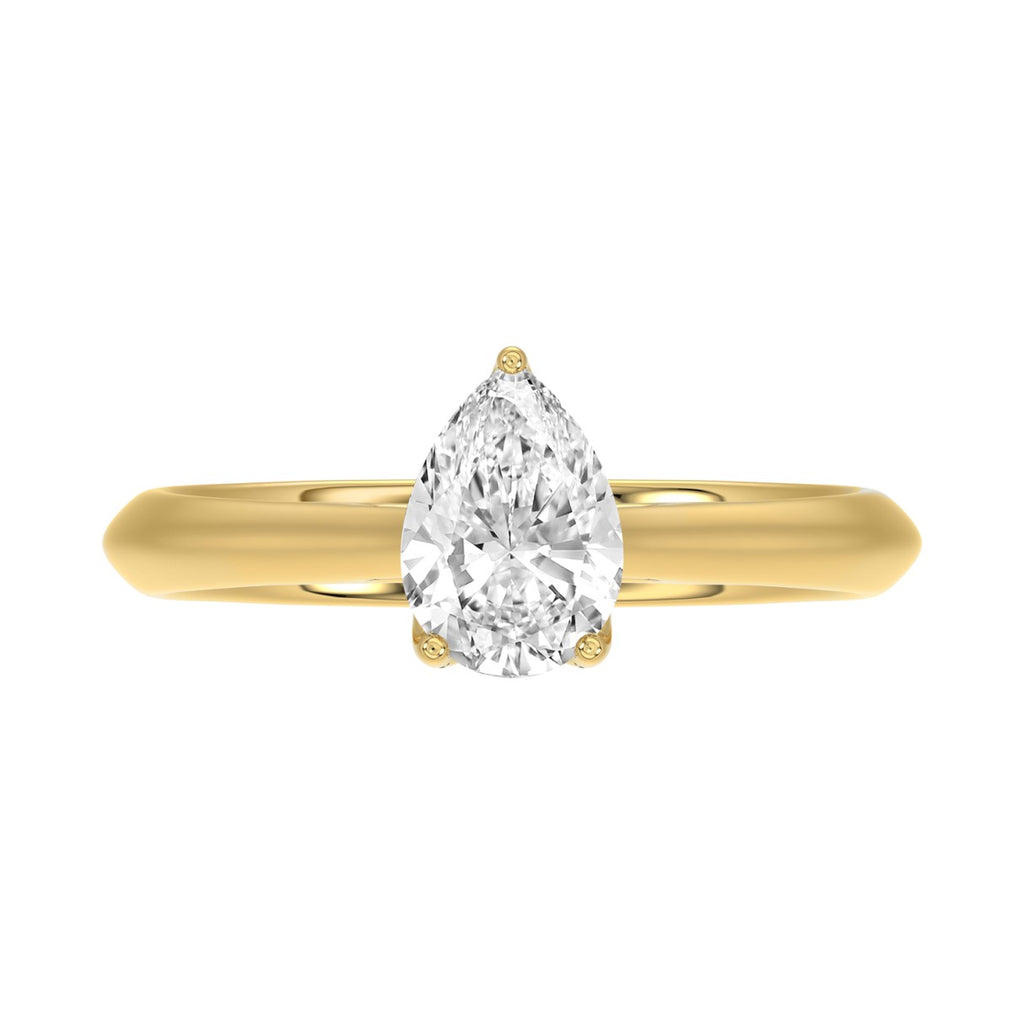 LADIES SOLITAIRE RING 1CT PEAR DIAMOND 14K YELLOW GOLD