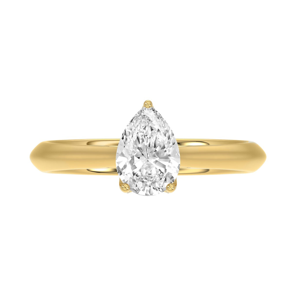 LADIES SOLITAIRE RING 1CT PEAR DIAMOND 14K YELLOW GOLD