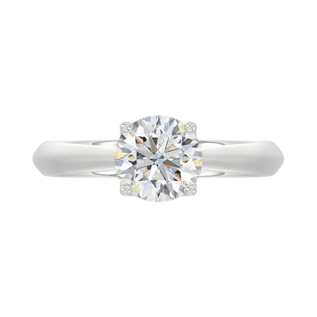 LADIES SOLITAIRE RING 1 1/2CT ROUND DIAMOND 14K WHITE GOLD
