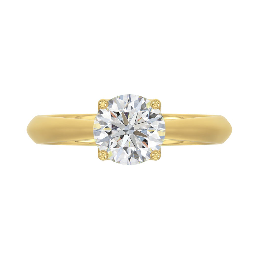 LADIES SOLITAIRE RING 1 1/2CT ROUND DIAMOND 14K YELLOW GOLD