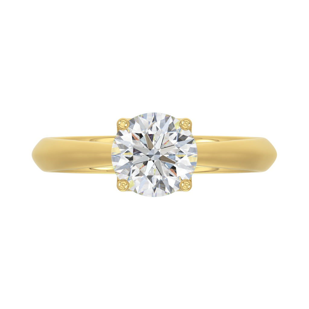 LADIES SOLITAIRE RING 1 1/2CT ROUND DIAMOND 14K YELLOW GOLD