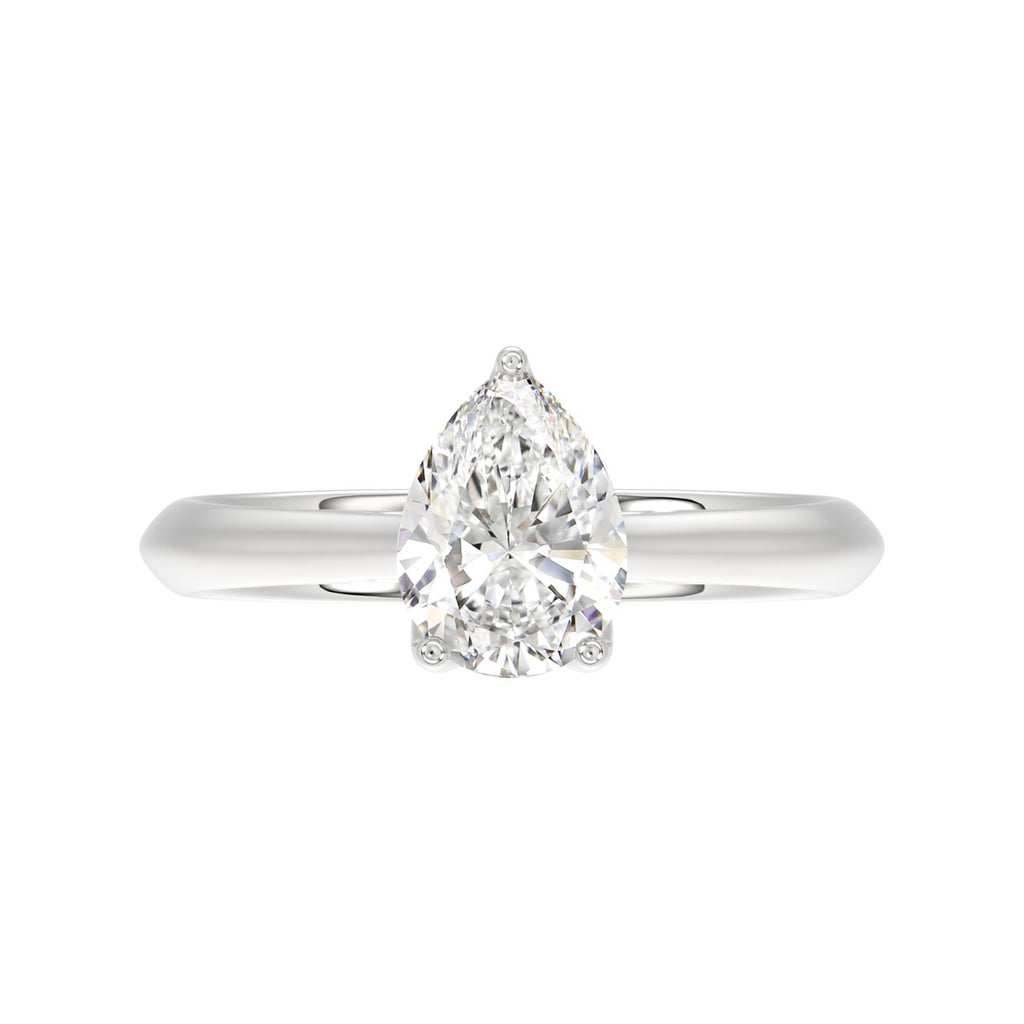 LADIES SOLITAIRE RING 1 1/2CT PEAR DIAMOND 14K WHITE GOLD