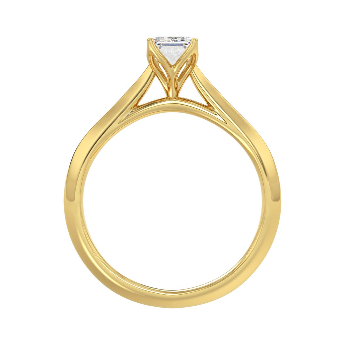 LADIES SOLITAIRE RING 1CT EMERALD DIAMOND 14K YELLOW GOLD