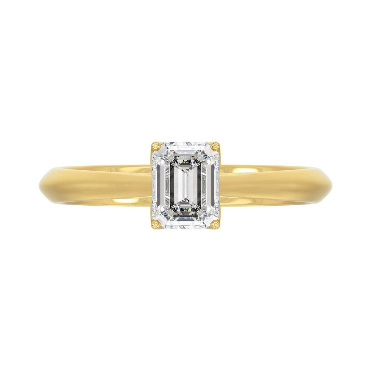 LADIES SOLITAIRE RING 1CT EMERALD DIAMOND 14K YELLOW GOLD