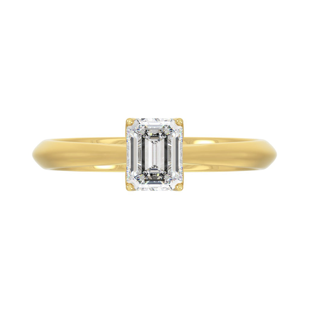 LADIES SOLITAIRE RING 1CT EMERALD DIAMOND 14K YELLOW GOLD
