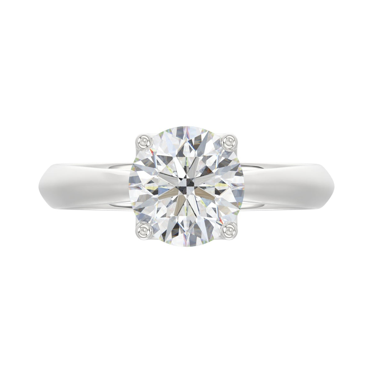 LADIES SOLITAIRE RING 2CT ROUND DIAMOND 14K WHITE GOLD