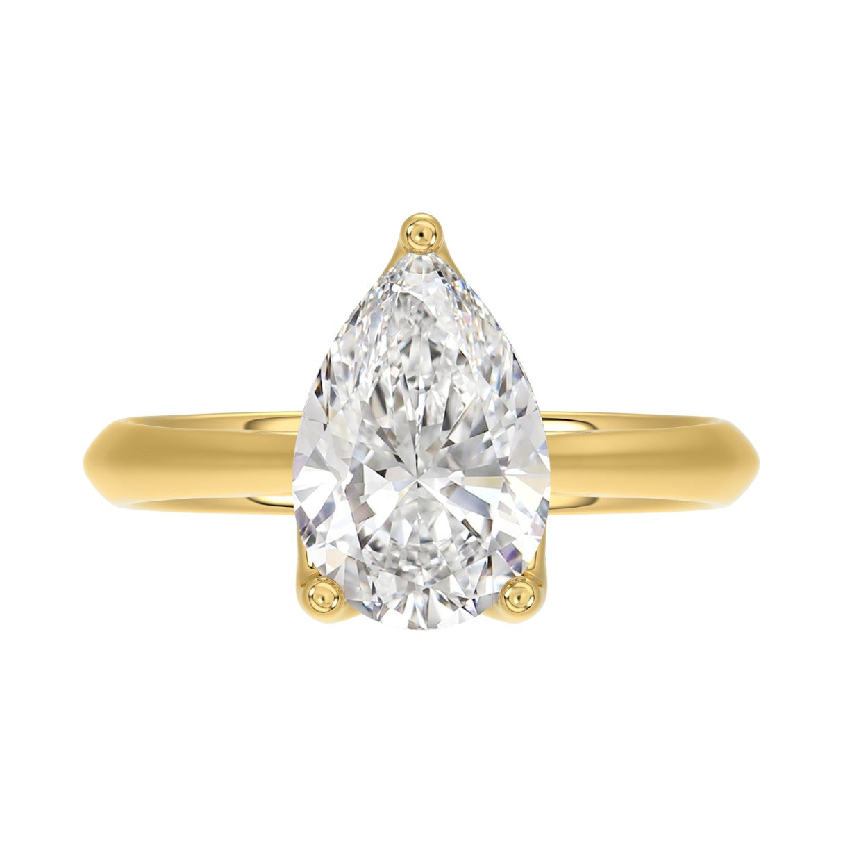 LADIES SOLITAIRE RING 3CT PEAR DIAMOND 14K YELLOW GOLD